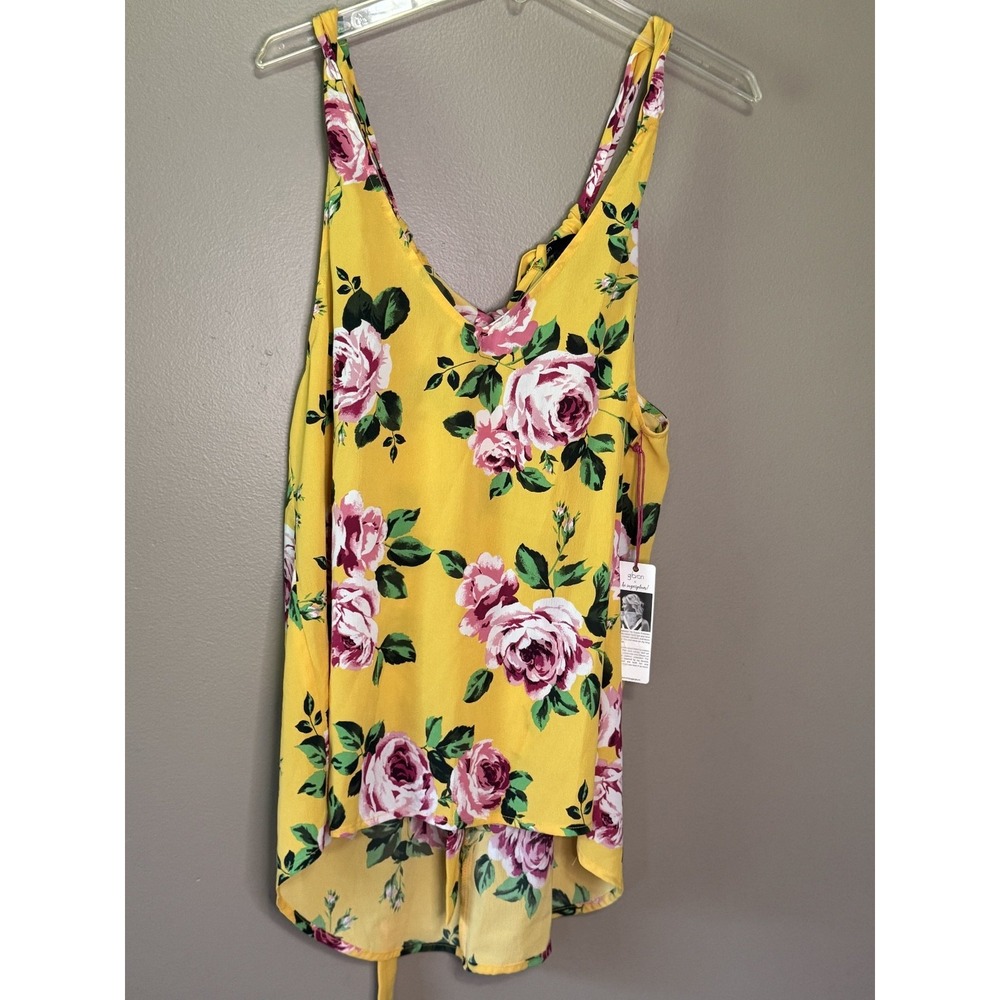 NWT Gibson x Hi Sugarplum Yellow Floral Halter Blouse Size